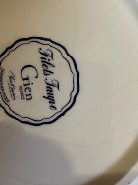 Gien Filets Taupe (1) dinner and (1) salad plate. Dishwasher safe. Read details